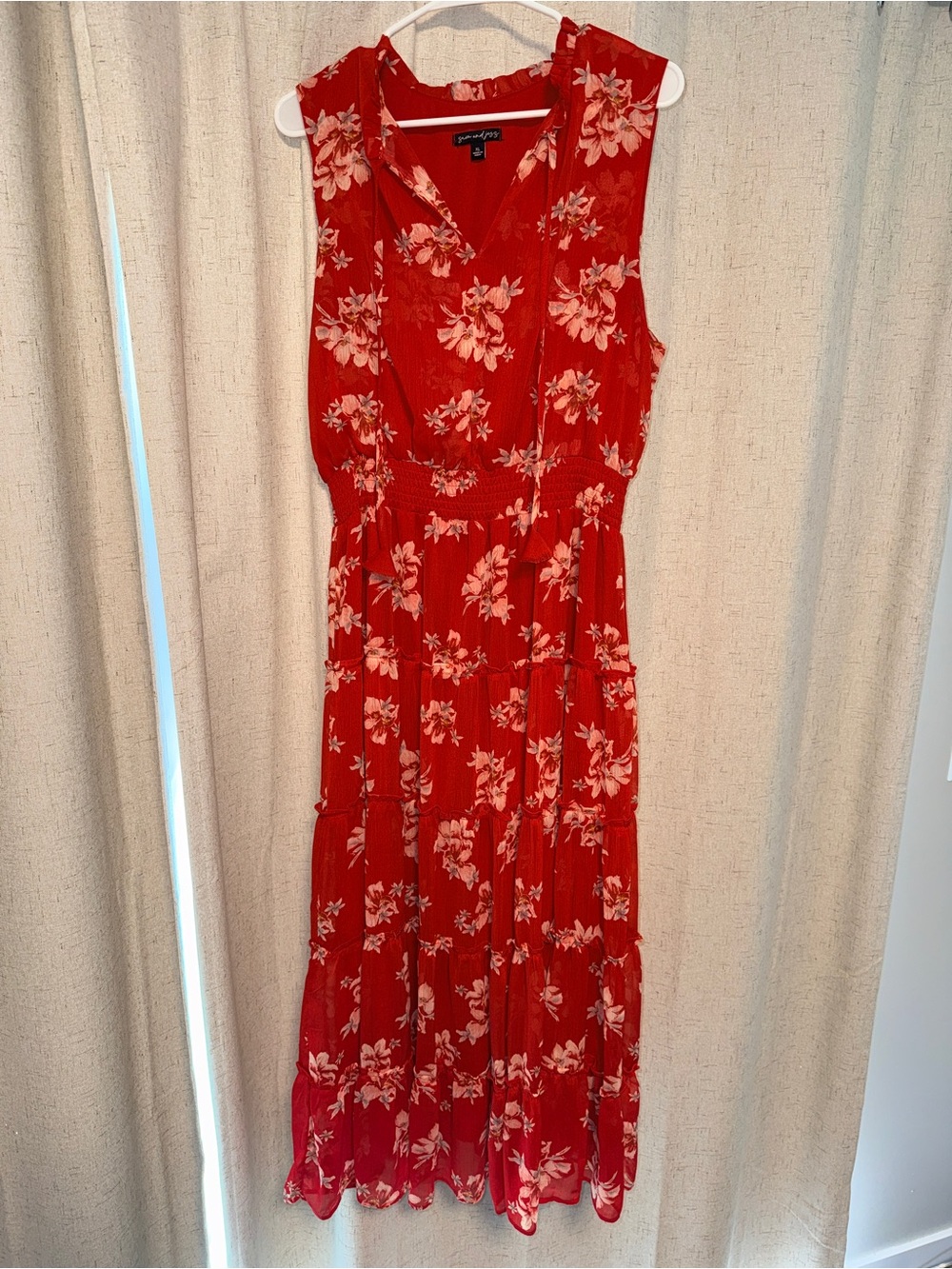 Red Floral Sleeveless Maxi Dress by Forever 21